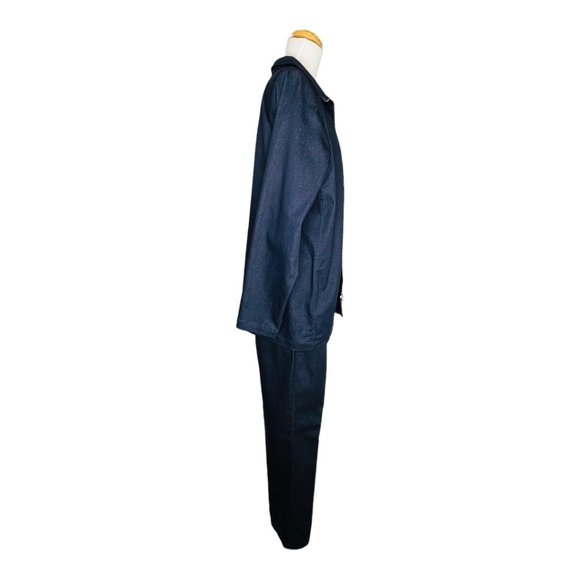 St John Vintage Denim 2 Piece Pant Suit With Crest on Jacket Sleeve - Picture 3 of 12